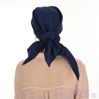 Cotton Triangle Head Scarf - Lara | Solid / Plain - Dark Blue Navy