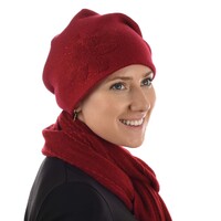 LADIES LUXE BEANIE- ISABELLA | Red - Burnt Red / Deep Red