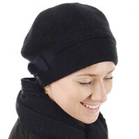Angora Cosy Cap - Elena | Black