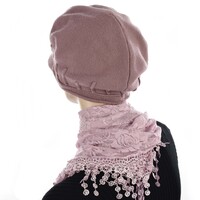 Knitted Bakerboy Hat - Natalie | Moonlit Mauve Plum Taupe