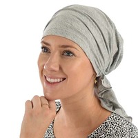 Stretch Chemo Pre-Tied Scarf Ella | Grey - Light Grey