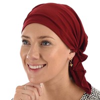 Stretch Chemo Pre-Tied Scarf Ella | Red - Burnt Red / Deep Red