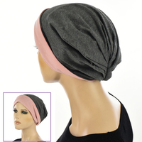 Double-sided Two-toned Headcover - Ingrid | Option 2 - Dark Grey vs. Dusty Pink