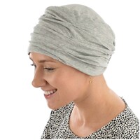 Ruched Cotton Turban Beanie Hailey | Grey - Light Grey