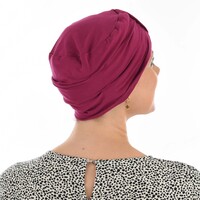 Ruched Cotton Turban Beanie Hailey | Claret Pink