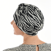 Soft Animal Print Pleated Turban | Option 4 | Zebra Print: Black and White