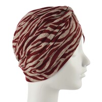 Soft Animal Print Pleated Turban | Option 5 | Zebra Print: Burgundy and Beige