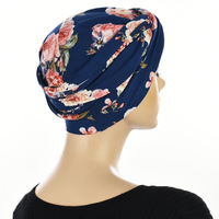 Floral Eternity Loop Scarf Turban | Option 4 | Navy Rose Print