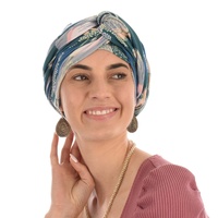 Floral Eternity Loop Scarf Turban | Option 8 | Teal Blue Moon & Birds