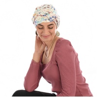Floral Eternity Loop Scarf Turban | Option 10 | Colourful Flower Sketches on Cream Background