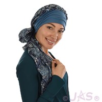 Floral Head Scarf with Headband Gracie | #3 Denim Blue & Geometrical