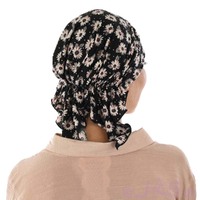 Stretch Floral Pre-tied Scarf Holly | #10 Daisy Flowers | Black