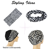 Seamless Wrap Headband with Print | # 6: Black  &white circles & squares