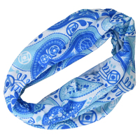 Seamless Wrap Headband with Print | #14 Blue Paisley Print