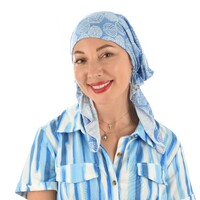 Slouchy Pre-tied Floral Scarf Lena | #2 Leaf Sketches – Light Blue