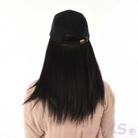 Baseball Cap with Hair | Black | Long