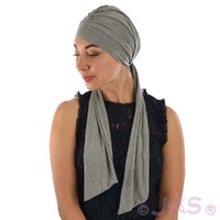 Bamboo Turban Wrap with Tails – Zoe | Grey