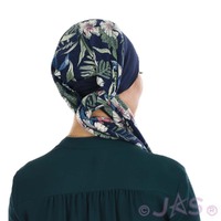 Headband Turban Scarf - Skye |#1 Navy Headband with Tropical Flower Print Scarf