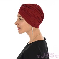 Pleated Classic Jersey Cotton Turban | Deep Burnt Red