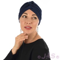 Pleated Classic Jersey Cotton Turban | Navy