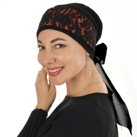 Lace Band with Sash and Black Turban Set | Red