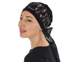 Lace Band with Sash and Black Turban Set | Pink