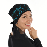 Lace Band with Sash and Black Turban Set | Aqua Sky Blue
