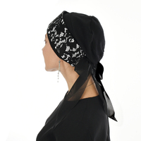 Lace Band with Sash and Black Turban Set | White