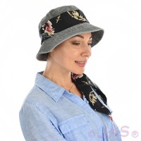 Pre-washed Cotton Bucket Hat with Sash | Grey