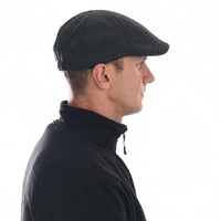 Classic Tweed Comfort Ivy Cap – Justin | Dark Grey Herringbone 