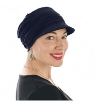Bamboo Ruched Cadet Cap Sandra | Navy Blue