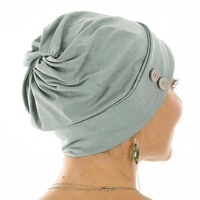 Cotton Beanie with Swirly Back and Buttons