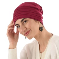 Bamboo Pleated Turban Bianca | Claret Deep Red