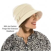 Retro-inspired Cotton Cloche Hat Betty | Beige| Adjustable-S/M