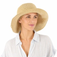 Packable Beach Summer Sun Hat & Bamboo Liner Set | S/M | Natural Beige