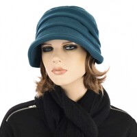 Corduroy Teal Blue Bakerboy Hat with Hair | Two-toned Light Brown & Blonde