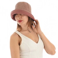 Crochet Cloche Sun Hat with Upturn Brim | Antique Pink