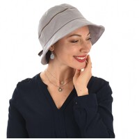 Cloche Sun Hat with Braid Trim - Brooklyn | Light Grey