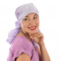 Padded Serenity Cotton Scarf Wrap with Tails | Tie Dye Lavender Lilac Purple