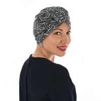 Reversible Pre-tied Head Wrap Turban |#1 Paisley Print Grey & Pink