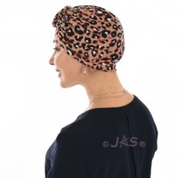 Jersey Leopard Inspired Pre-Knotted Scarf Turban |#2 Rusty Pink Black and White Print