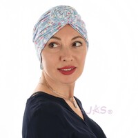 Jersey Leopard Inspired Pre-Knotted Scarf Turban |#4 Baby Blue White and Pink Print