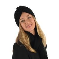 Versatile Knit Cloche Turban with Inner Liner | Black