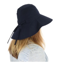 Cotton Wide Brim Sun Hat – Amy | Navy Blue | S/M