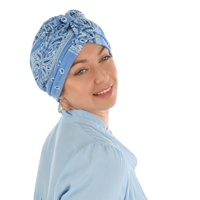 Floral Turban for Women with Hair Loss - Molly | #2 White Paisley on Blue | M/L/XL