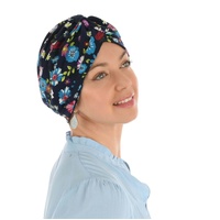 LFloral Turban for Women with Hair Loss - Molly | #7 Petite Blooms on Black | M/L/XL
