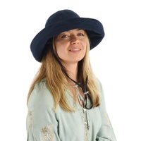 Packable Linen Sun Hat – Ann | Navy Blue | M/L