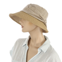 Retro Bow Sun Cloche | Camel Tan