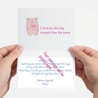 Greeting Card - Sending you a Big Virtual HUG with Teddy Bear Holding a Pink Heart