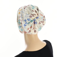 Pleated Swirly Jersey Turban | Floral Print #1